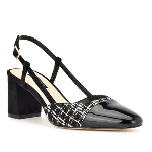 Ninewest Black & Tweed Unda sling back size 7.5 A10